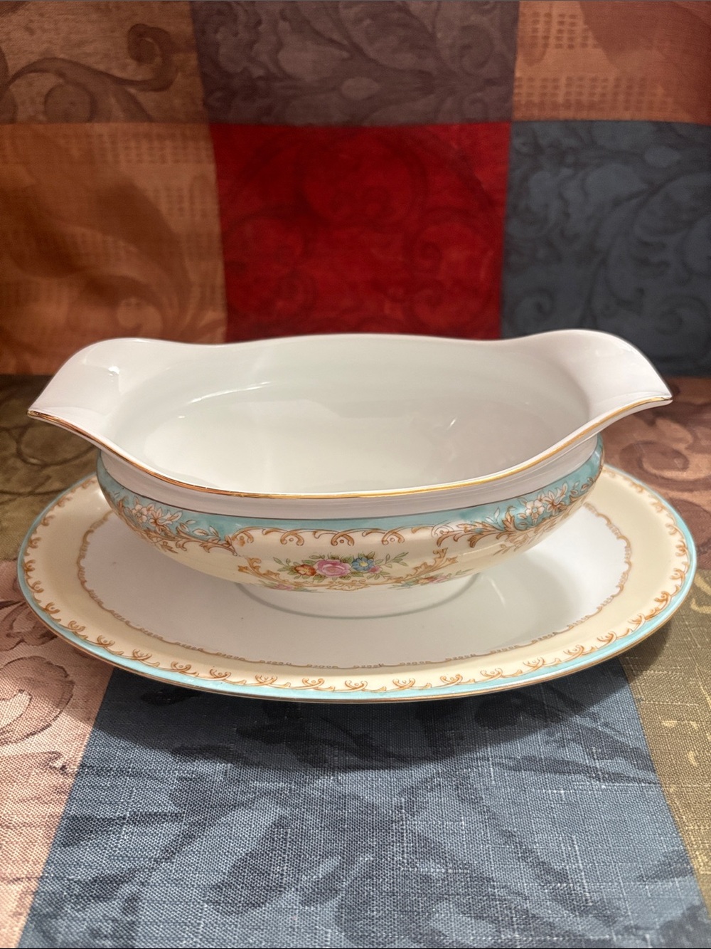 ⭐️Noritake⭐️Vintage “M” Stamp Gravy Boat with Under-plate.